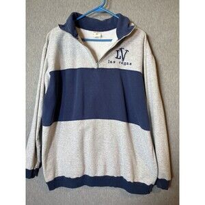 BEENTHERE Men's XL Las Vegas 1/4 Zip Pullover Sweatshirt Grey Navy Blue Color